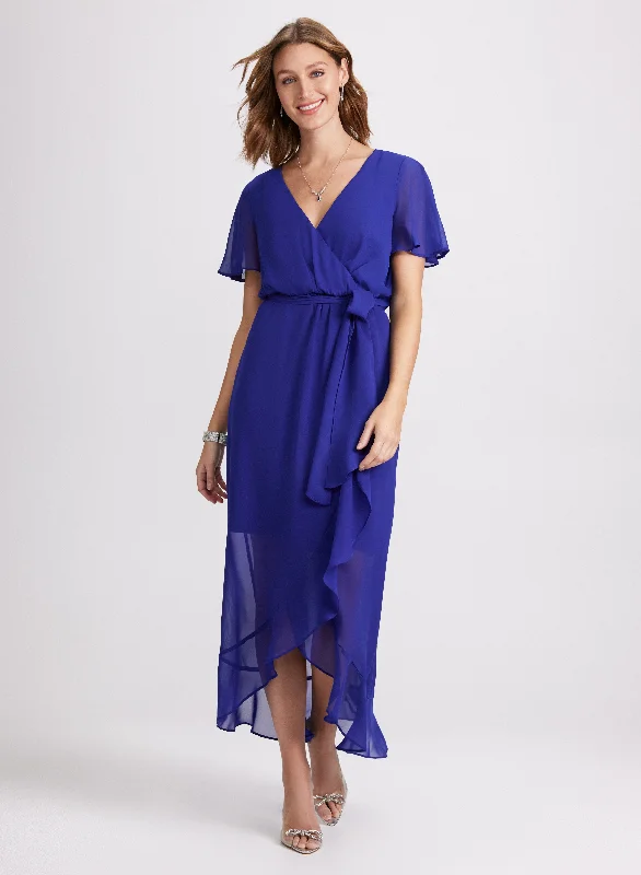 Midi dresses with one - shoulder designs for a modern and asymmetric style Flare Sleeve Wrap-Over Dress Midi dresses with one - shoulder designs for a modern and asymmetric style Flare Sleeve Wrap-Over Dress