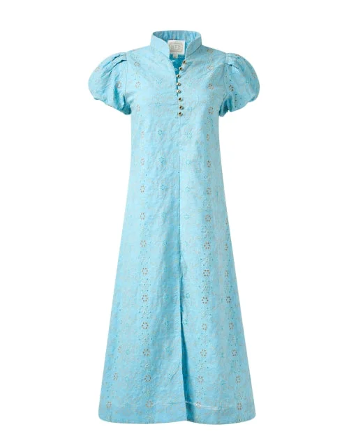  Turquoise Print Cotton Dress