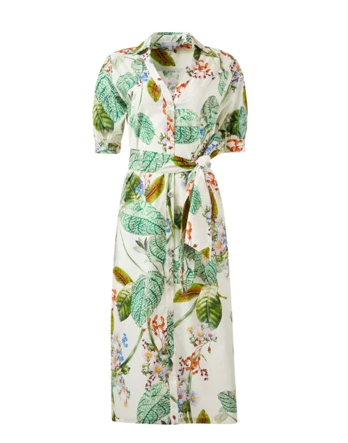 Everyday Chambray Dress with Roll - up Sleeves​ Luca Multi Floral Cotton Dress