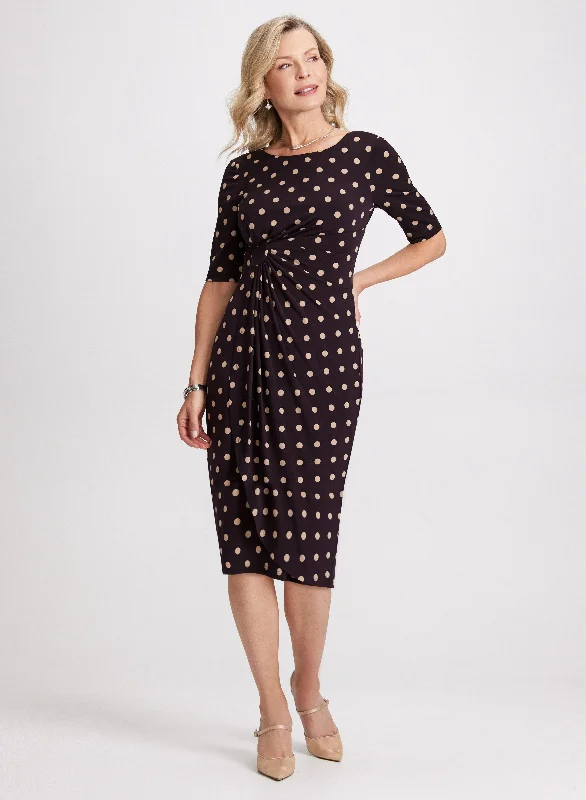 Midi dresses with cold - shoulder cutouts for a trendy style Polka Dot Print Dress