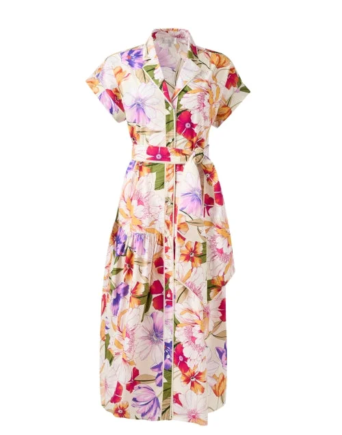  Estella White Floral Print Shirt Dress