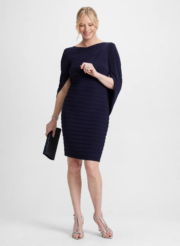 Midi dresses with gathered skirts for a full and flowing silhouette Draped Sleeve Cocktail Dress Midi dresses with gathered skirts for a full and flowing silhouette Draped Sleeve Cocktail Dress