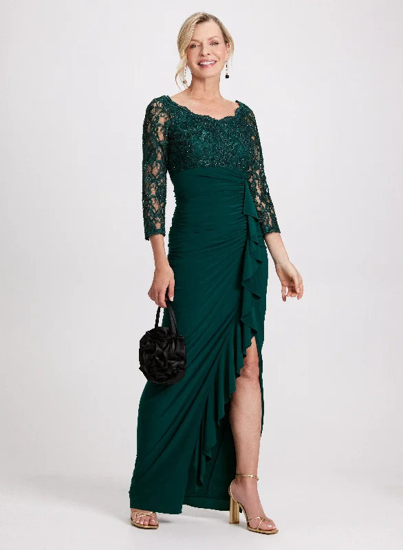 Velvet midi dresses in jewel tones for a glamorous winter event Scalloped Detail Lace Sleeve Dress Velvet midi dresses in jewel tones for a glamorous winter event Scalloped Detail Lace Sleeve Dress
