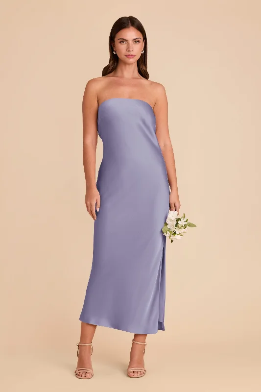 Maternity dress for a baby's first visit to the sensory garden Isla Matte Satin Dress - Wisteria Maternity dress for a baby's first visit to the sensory garden Isla Matte Satin Dress - Wisteria
