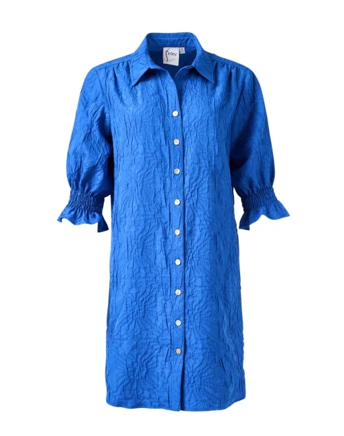 Everyday Dress with Detachable Sleeves for Seasonal Versatility Miller Blue Textured Dress Everyday Dress with Detachable Sleeves for Seasonal Versatility Miller Blue Textured Dress