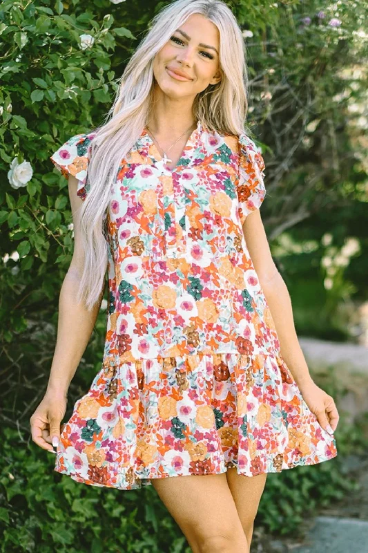 Everyday Dress with Strapless Design for a Glamorous Look Ruffled Printed Cap Sleeve Mini Dress Everyday Dress with Strapless Design for a Glamorous Look Ruffled Printed Cap Sleeve Mini Dress