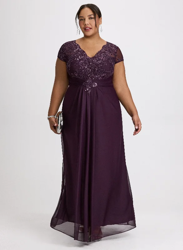 Midi dresses with off - the - shoulder necklines for a flirty look Lace Sequin Detail Evening Dress Midi dresses with off - the - shoulder necklines for a flirty look Lace Sequin Detail Evening Dress