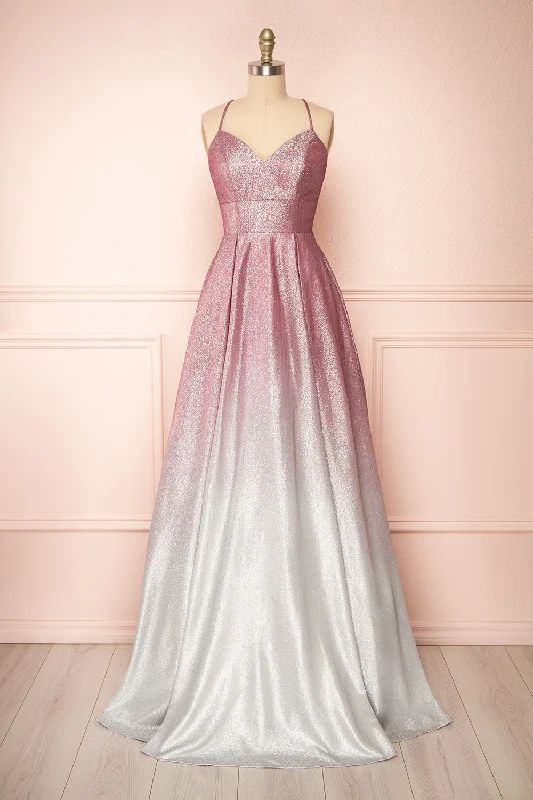 Midi dresses with ruched bodices for a feminine and fitted feel Renesmee Mauve | Sparkly Gradient Maxi Dress Midi dresses with ruched bodices for a feminine and fitted feel Renesmee Mauve | Sparkly Gradient Maxi Dress