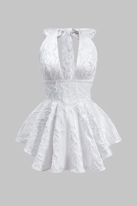 Mini dresses with empire waists for a flattering fit Jacquard Tie Up Zipper Backless Mini Dress Mini dresses with empire waists for a flattering fit Jacquard Tie Up Zipper Backless Mini Dress