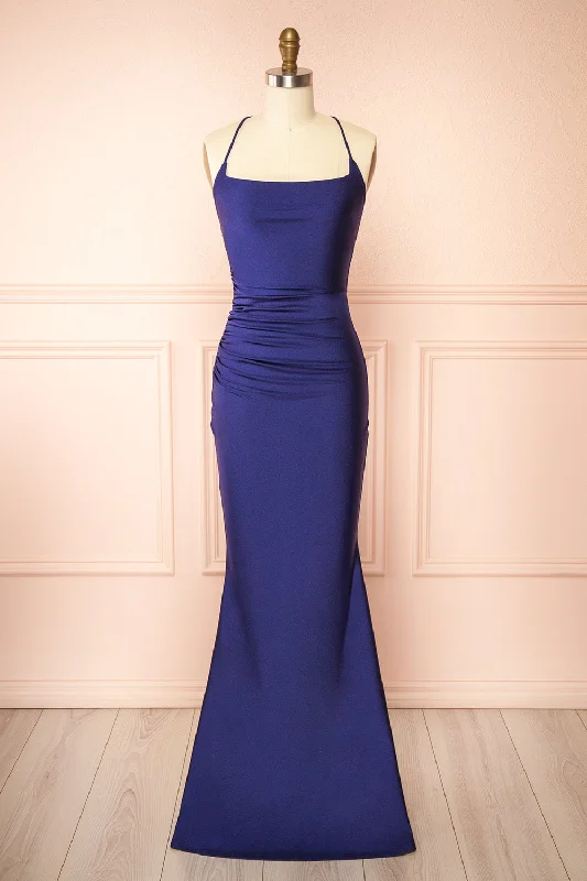A - line midi dresses with floral prints for spring brunches Akari Navy | Mermaid Maxi Dress A - line midi dresses with floral prints for spring brunches Akari Navy | Mermaid Maxi Dress