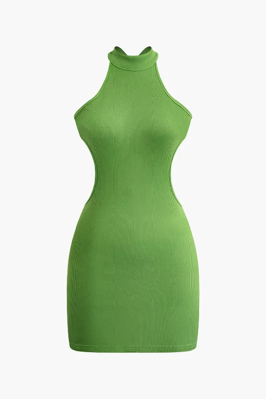 Mini dresses with ruched bodices for a feminine touch Cross Backless Mock Neck Tank Mini Dress Mini dresses with ruched bodices for a feminine touch Cross Backless Mock Neck Tank Mini Dress