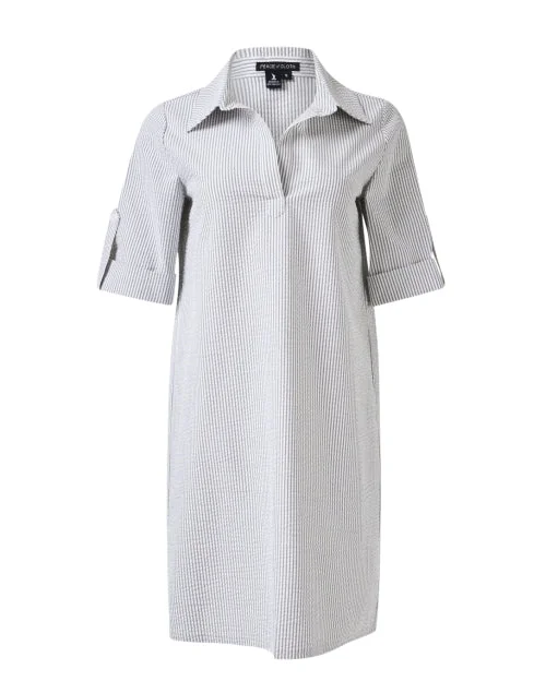  Ryan White and Grey Seersucker Dress