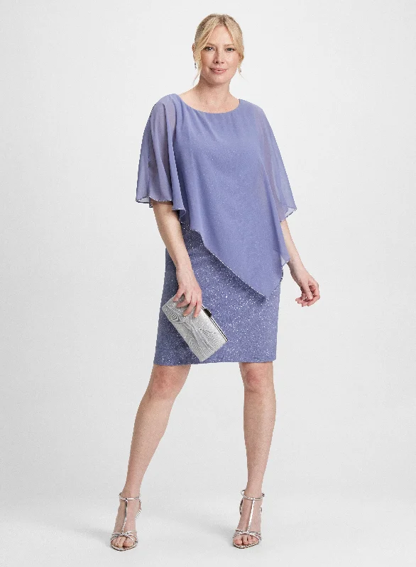 Midi dresses with cotton - blend materials for everyday comfort Poncho-Effect Shimmering Dress Midi dresses with cotton - blend materials for everyday comfort Poncho-Effect Shimmering Dress