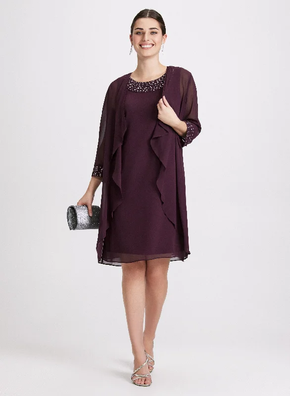 Midi dresses with off - the - shoulder necklines for a flirty look Chiffon Dress & Jacket Midi dresses with off - the - shoulder necklines for a flirty look Chiffon Dress & Jacket