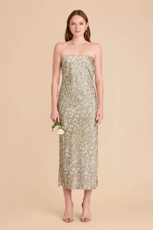 Maternity dress for a baby's first visit to the circus Isla Matte Satin Dress - Moss Green Dreamy Floral Maternity dress for a baby's first visit to the circus Isla Matte Satin Dress - Moss Green Dreamy Floral