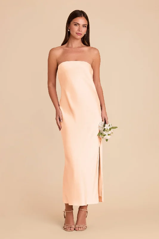 Maternity dress for a friend's wedding as a guest Isla Matte Satin Dress - Peach Cream Maternity dress for a friend's wedding as a guest Isla Matte Satin Dress - Peach Cream