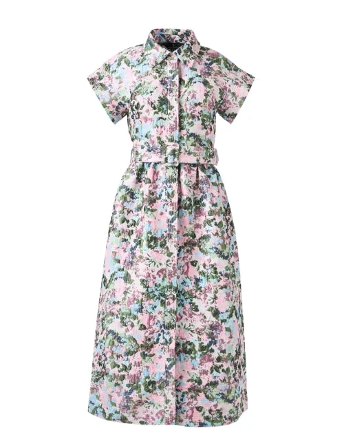  Harper Multi Floral Jacquard Shirt Dress