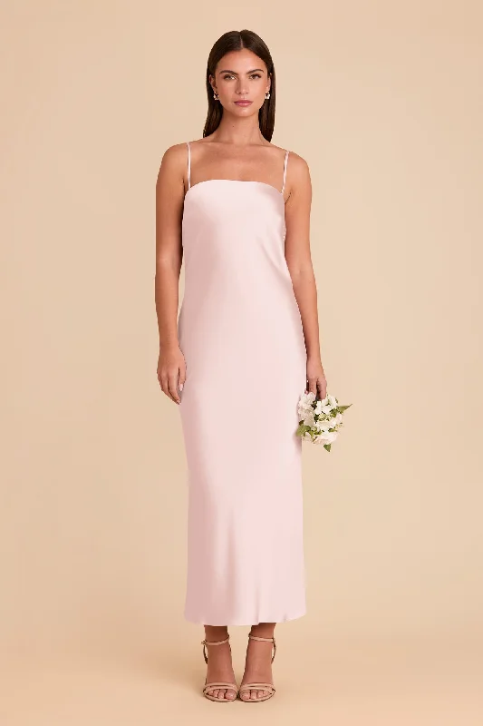 Maternity dress for a coastal vacation Isla Matte Satin Dress - Pale Blush