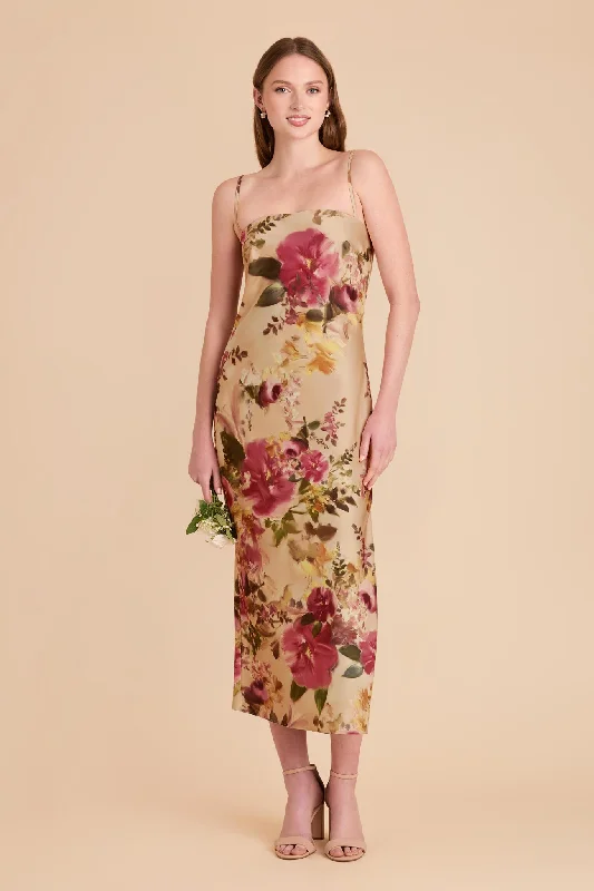 Maternity dress for a baby's first visit to the wildlife sanctuary Isla Matte Satin Dress - Hazelnut Moody Blooms Maternity dress for a baby's first visit to the wildlife sanctuary Isla Matte Satin Dress - Hazelnut Moody Blooms