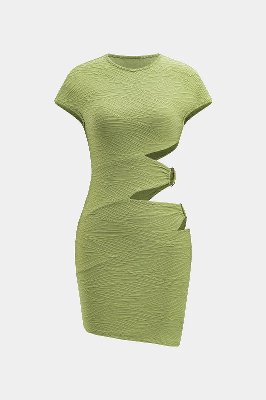 Mini dresses with off - the - shoulder styles Metallic Cut Out Asymmetrical Short Sleeve Mini Dress Mini dresses with off - the - shoulder styles Metallic Cut Out Asymmetrical Short Sleeve Mini Dress