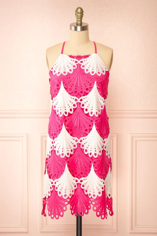 Midi dresses with ruffled hems for a romantic date night Ruthshelle | Short Fuchsia Patterned Dress Midi dresses with ruffled hems for a romantic date night Ruthshelle | Short Fuchsia Patterned Dress
