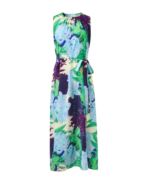  Floral Print Silk Dress
