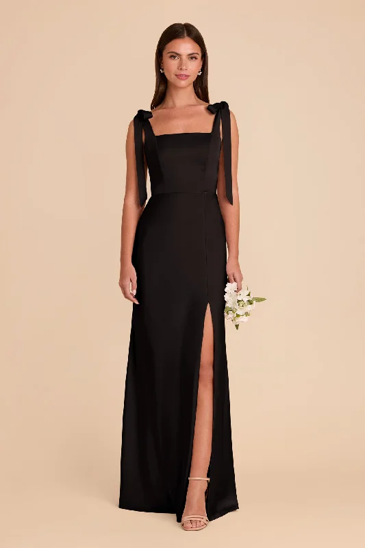Maternity dress for a mountain getaway Alex Convertible Dress Matte Satin - Black