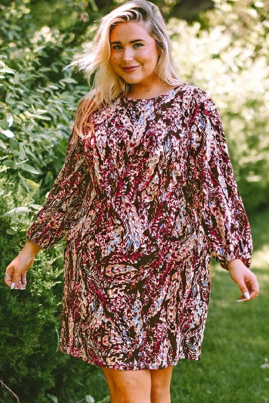 Everyday Dress with Asymmetric Hem for a Unique Look Plus Size Printed Round Neck Long Sleeve Mini Dress Everyday Dress with Asymmetric Hem for a Unique Look Plus Size Printed Round Neck Long Sleeve Mini Dress