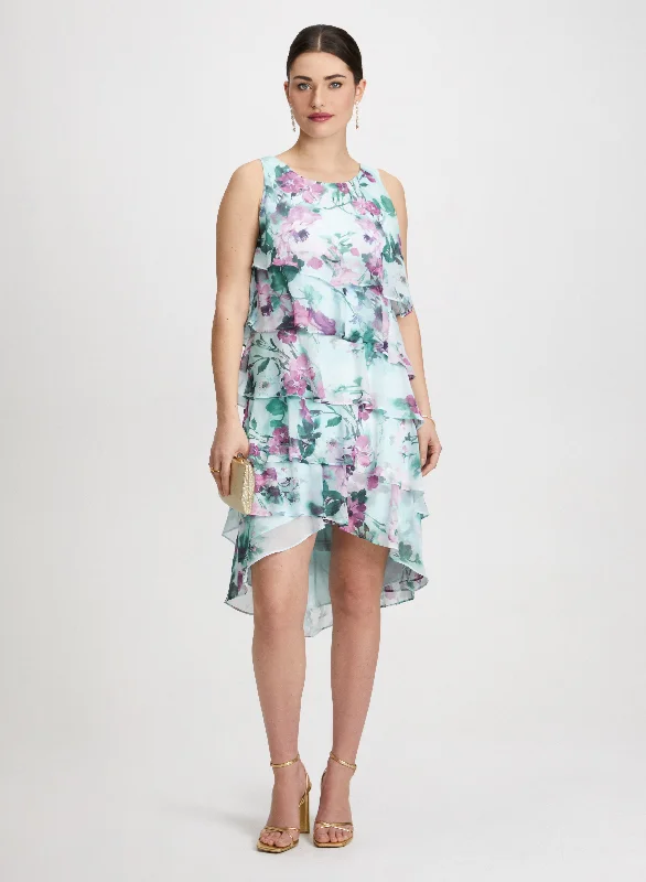 Sheath midi dresses with beaded embellishments for a formal occasion Floral Asymmetric Tiered Dress Sheath midi dresses with beaded embellishments for a formal occasion Floral Asymmetric Tiered Dress