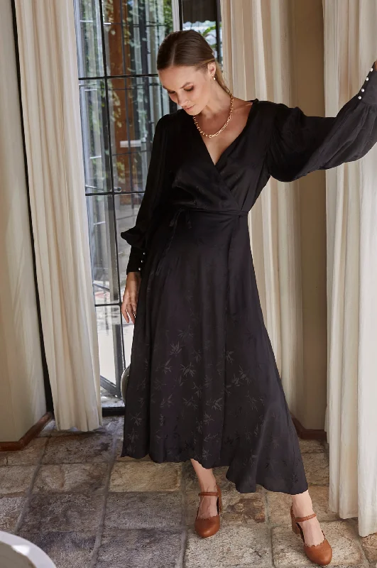 Midi dresses with metallic threads for a glamorous evening event Isabella Long Sleeve Wrap Dress (Sale) Midi dresses with metallic threads for a glamorous evening event Isabella Long Sleeve Wrap Dress (Sale)