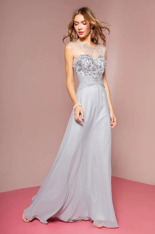 Maternity dress for a mountain getaway Sequin Embellished Chiffon Long Prom Dress