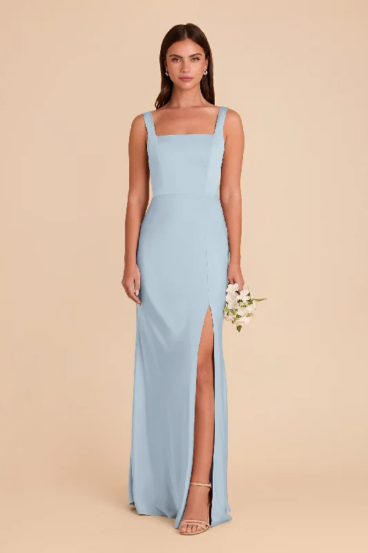 Maternity dress for a winter wonderland event Alex Convertible Dress Matte Satin - Mist Blue Maternity dress for a winter wonderland event Alex Convertible Dress Matte Satin - Mist Blue