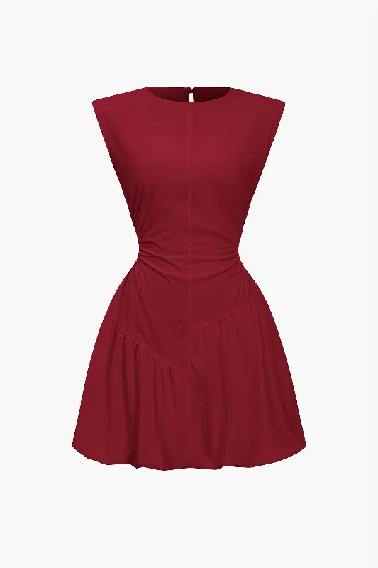 Mini dresses with abstract prints for an artistic look Ruched Sleeveless Mini Dress