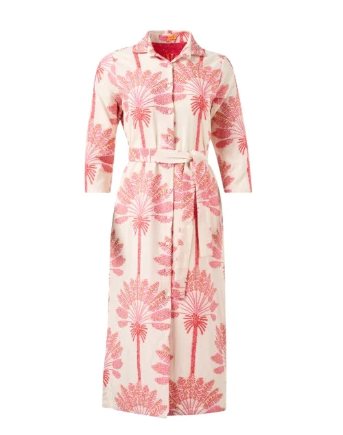  Diana Ivory and Pink Embroidered Shirt Dress