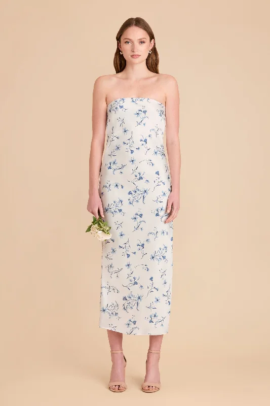 Maternity dress for a baby's first visit to the indoor garden Isla Matte Satin Dress - Blue Le Fleur Maternity dress for a baby's first visit to the indoor garden Isla Matte Satin Dress - Blue Le Fleur