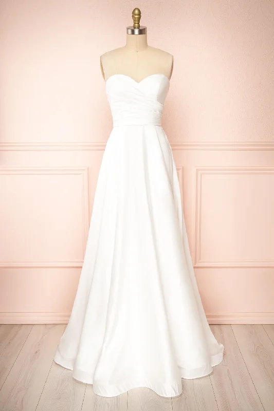 Midi dresses with cotton - blend materials for everyday comfort Ariane | White Strapless Bridal Dress Midi dresses with cotton - blend materials for everyday comfort Ariane | White Strapless Bridal Dress