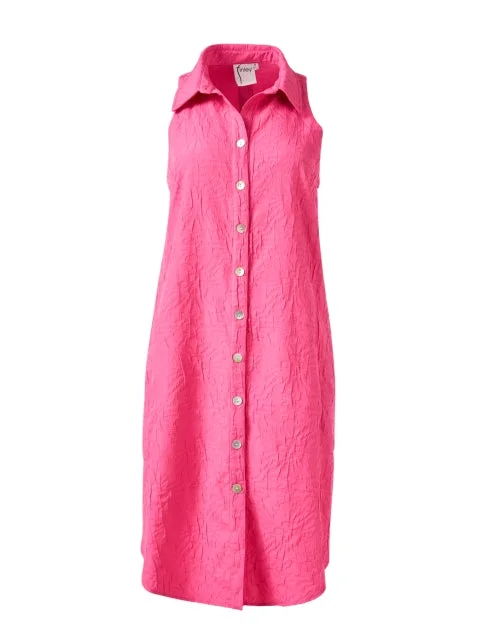 Swing Pink Textured Shirt Dress