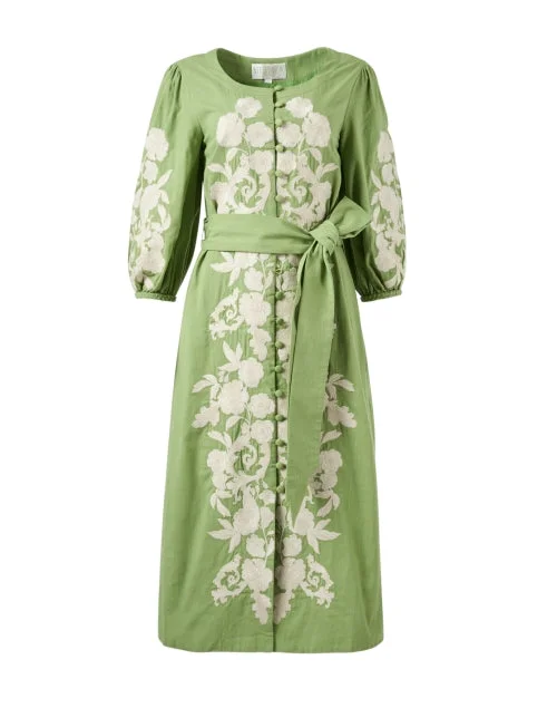 Everyday Sleeveless Dress with Scoop Neck for Summer Suzanna Green Embroidered Cotton Dress Everyday Sleeveless Dress with Scoop Neck for Summer Suzanna Green Embroidered Cotton Dress
