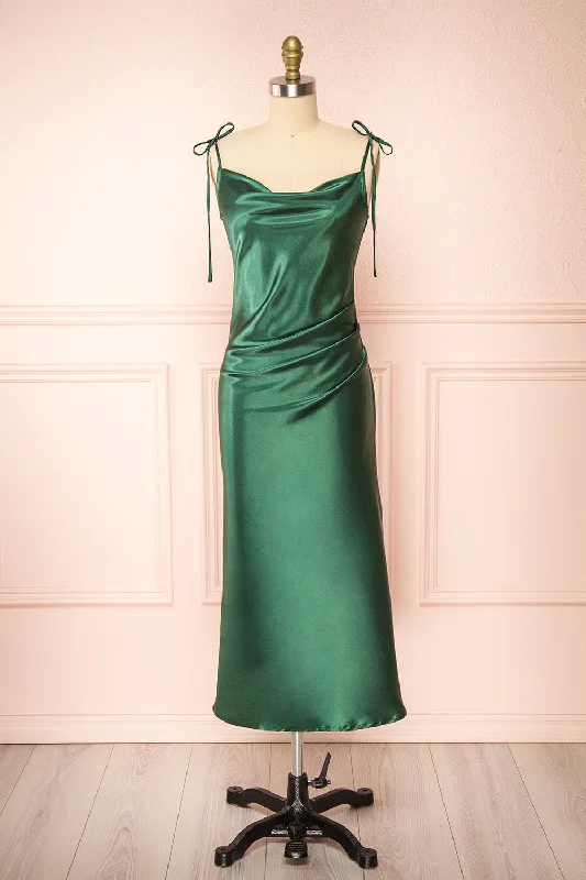 Midi dresses with wrap - around skirts for a customizable fit Elyse Green | Cowl Neck Midi Dress Midi dresses with wrap - around skirts for a customizable fit Elyse Green | Cowl Neck Midi Dress