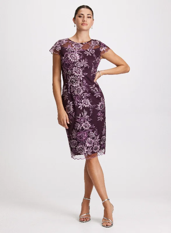 Midi dresses with metallic threads for a glamorous evening event Floral Print Dress