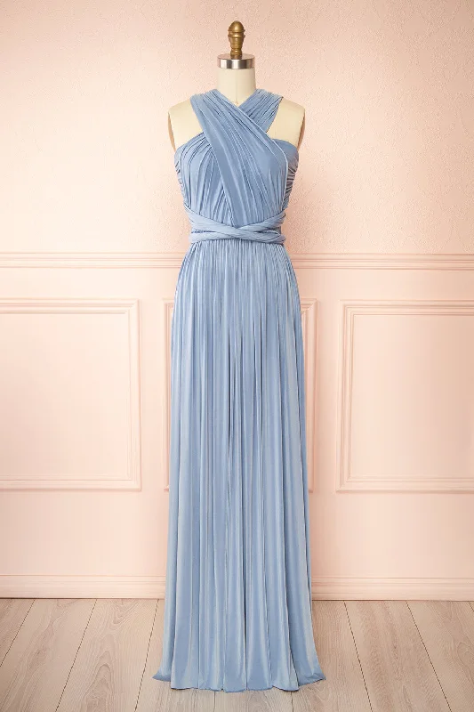 High - low midi dresses with geometric patterns for a modern party Kilda Blue | Convertible Maxi Dress High - low midi dresses with geometric patterns for a modern party Kilda Blue | Convertible Maxi Dress