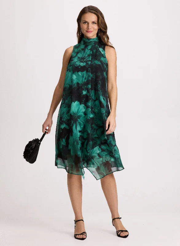 Midi dresses with wrap - around skirts for a customizable fit Floral Print Mock Neck Dress Midi dresses with wrap - around skirts for a customizable fit Floral Print Mock Neck Dress