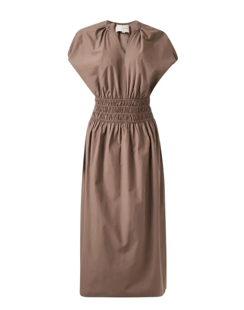 Everyday Midi Dress in Solid Color for Office​ Mina Taupe Dress