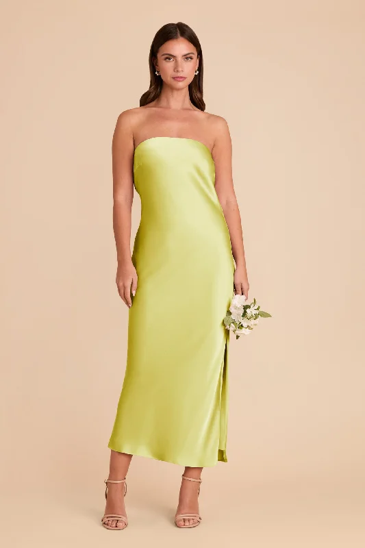 Off shoulder maternity evening dress for parties Isla Matte Satin Dress - Chartreuse Off shoulder maternity evening dress for parties Isla Matte Satin Dress - Chartreuse