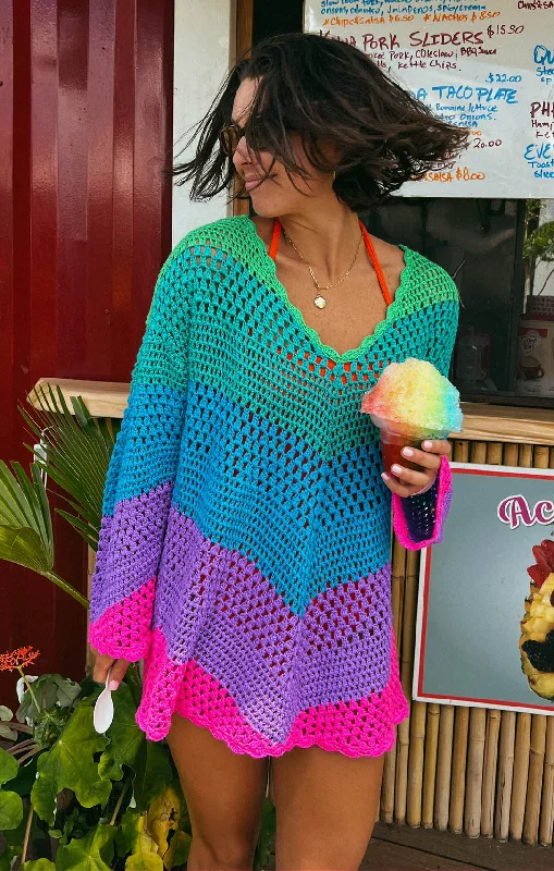 Mini dresses with cut - out details for a trendy look Paula V Neck Pullover ~ Chevron Stripe Crochet Mini dresses with cut - out details for a trendy look Paula V Neck Pullover ~ Chevron Stripe Crochet