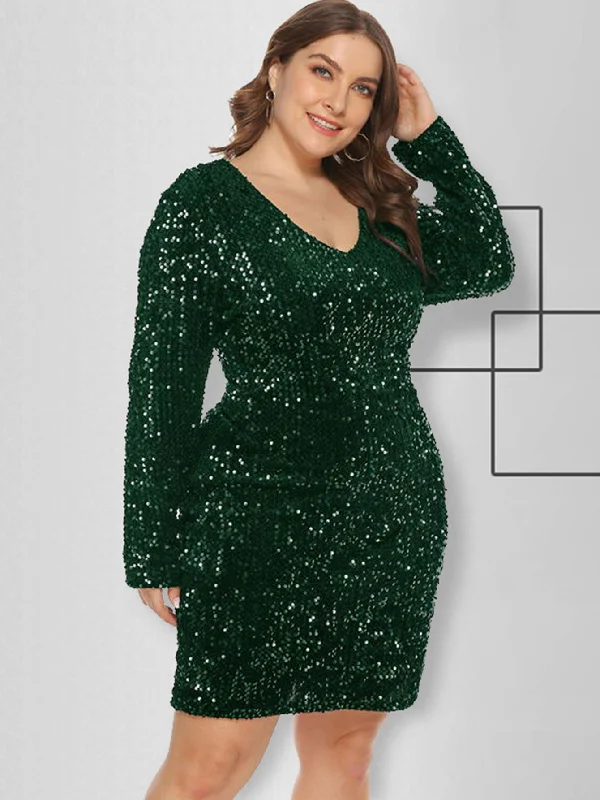 Mini dresses with cut - out details for a trendy look KittenAlarm - Plus Size Sequins Glitter Bodycon Dress Mini dresses with cut - out details for a trendy look KittenAlarm - Plus Size Sequins Glitter Bodycon Dress