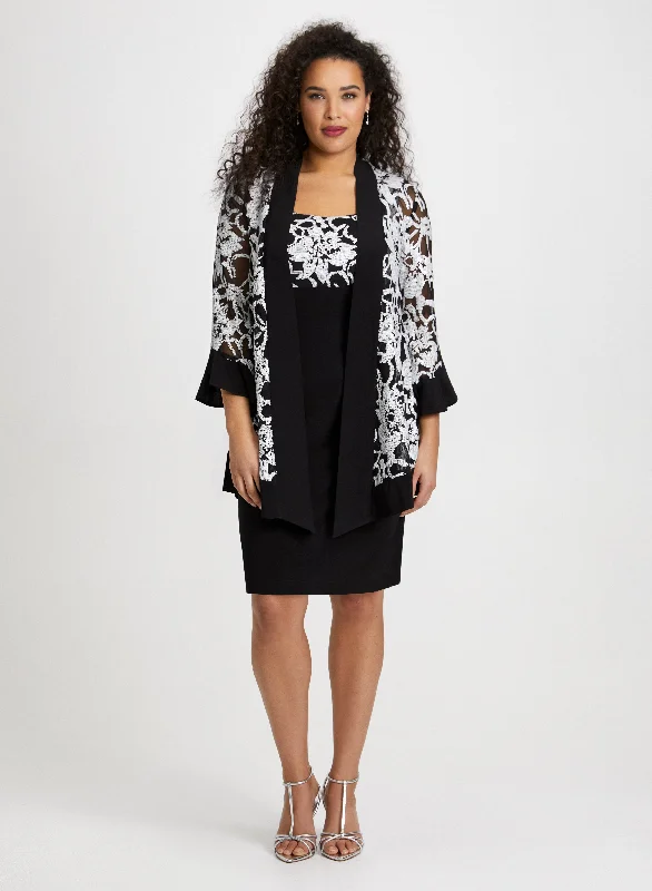 Midi dresses with satin - finish fabrics for a luxurious feel Sequin Detail Dress & Jacket Set Midi dresses with satin - finish fabrics for a luxurious feel Sequin Detail Dress & Jacket Set