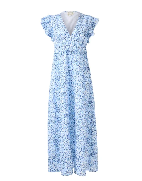 Everyday Dress with Sequined Appliques for a Sparkling Effect Blue Medallion Print Dress Everyday Dress with Sequined Appliques for a Sparkling Effect Blue Medallion Print Dress