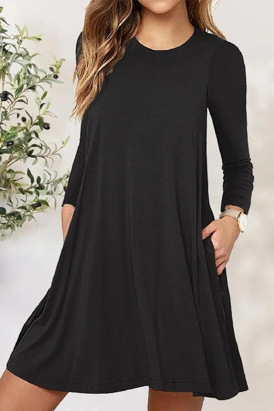 Everyday Dress with Matching Scarf for a Complete Look Round Neck Long Sleeve Mini Dress Everyday Dress with Matching Scarf for a Complete Look Round Neck Long Sleeve Mini Dress