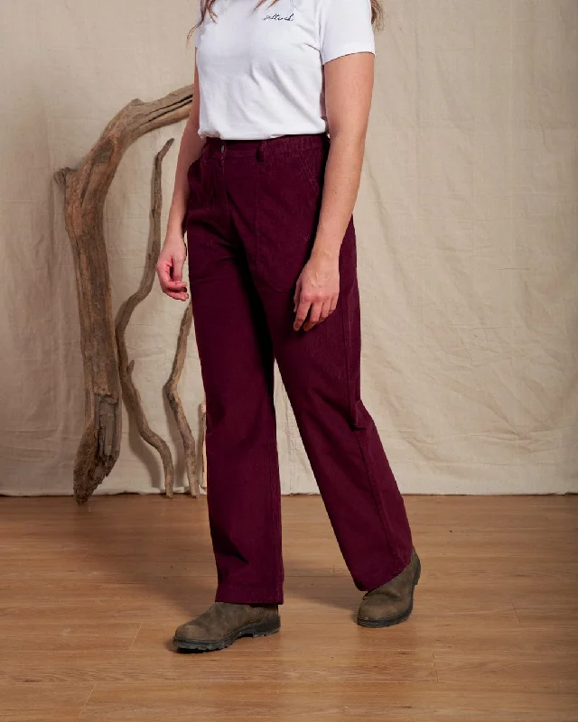 Women's High - Waisted Tight Trousers with Side Slits in Beige for a Trendy LookOgden Cord - Womens Straight Leg Cord Trousers - Burgundy Women's High - Waisted Tight Trousers with Side Slits in Beige for a Trendy LookOgden Cord - Womens Straight Leg Cord Trousers - Burgundy